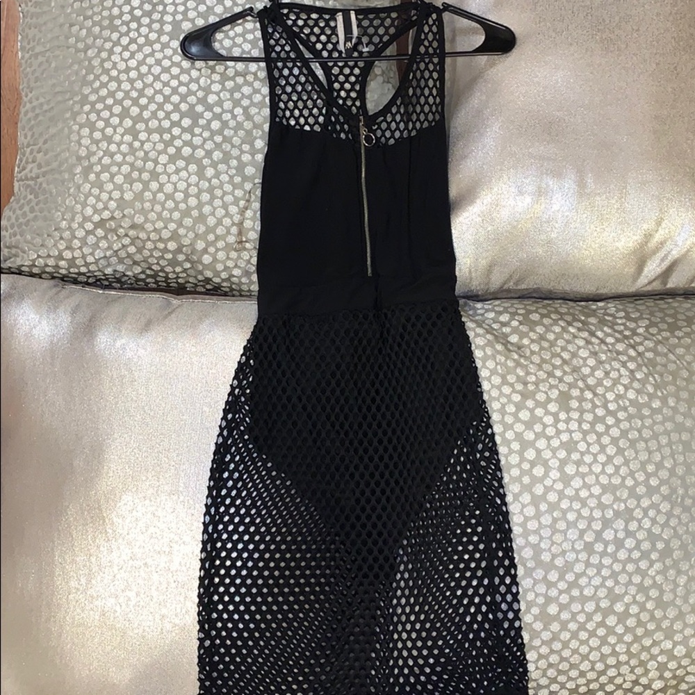 Black see through zip up skirt